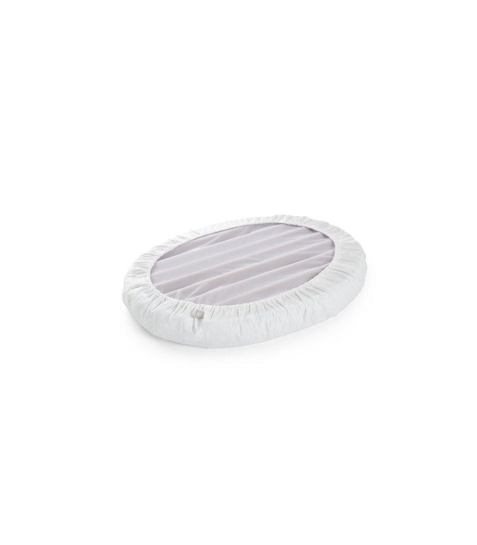 Stokke&reg; Sleepi&trade; Mini Fitted Sheet. White. Bottom side.